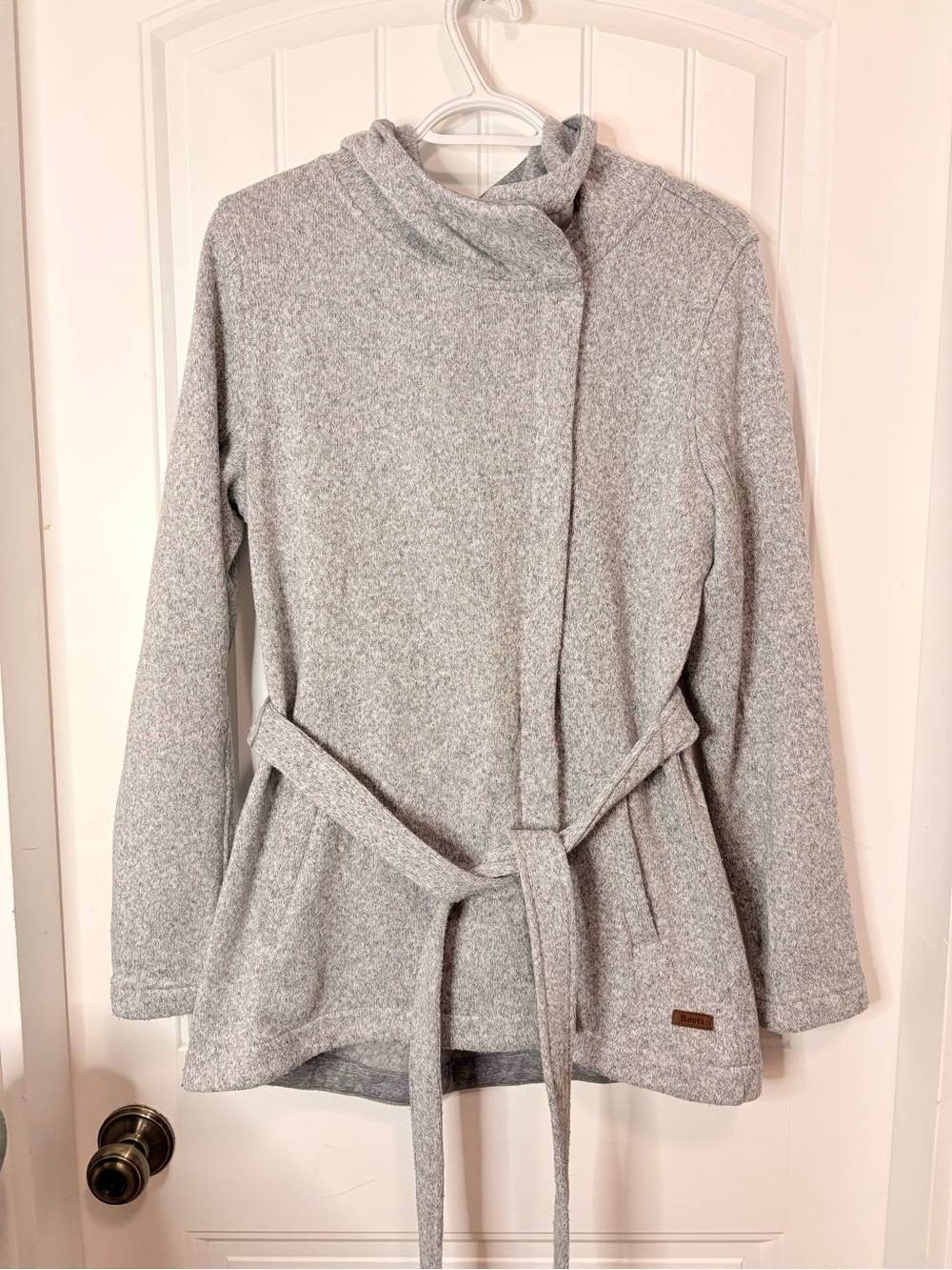 Roots Women's Heather Gray Belted Cardigan Sweater